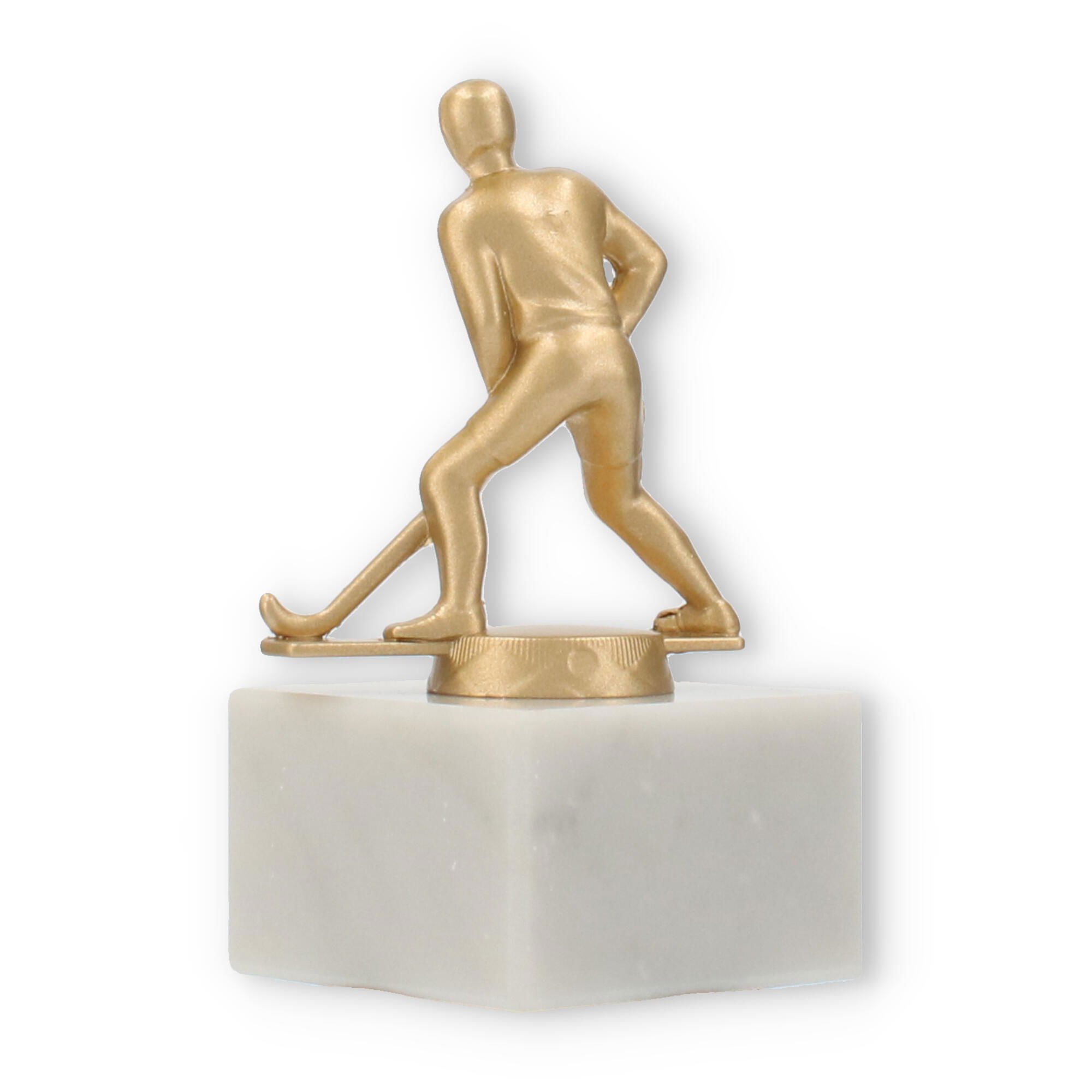 Pokal Metallfigur Feldhockey Goldmetallic Auf Wei Em Marmorsockel