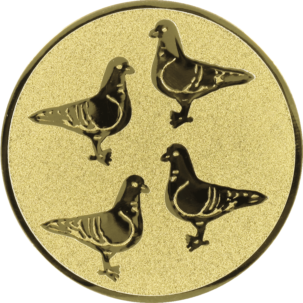 Aluemblem geprägt gold 50mm 4 Tauben Zubehör Embleme