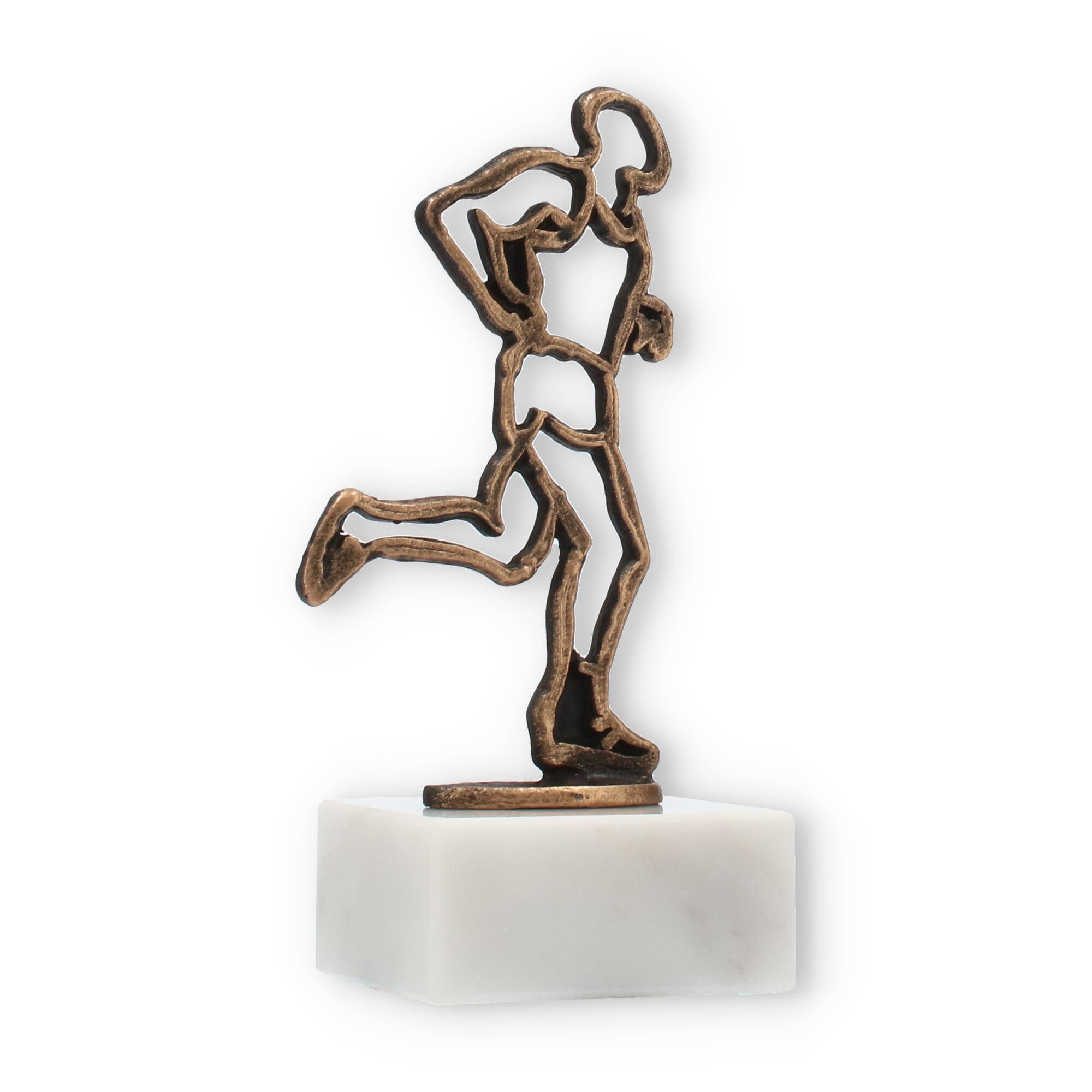 Pokal Konturfigur Läufer altgold auf weißem Marmorsockel 15,4cm - Helm Trophy