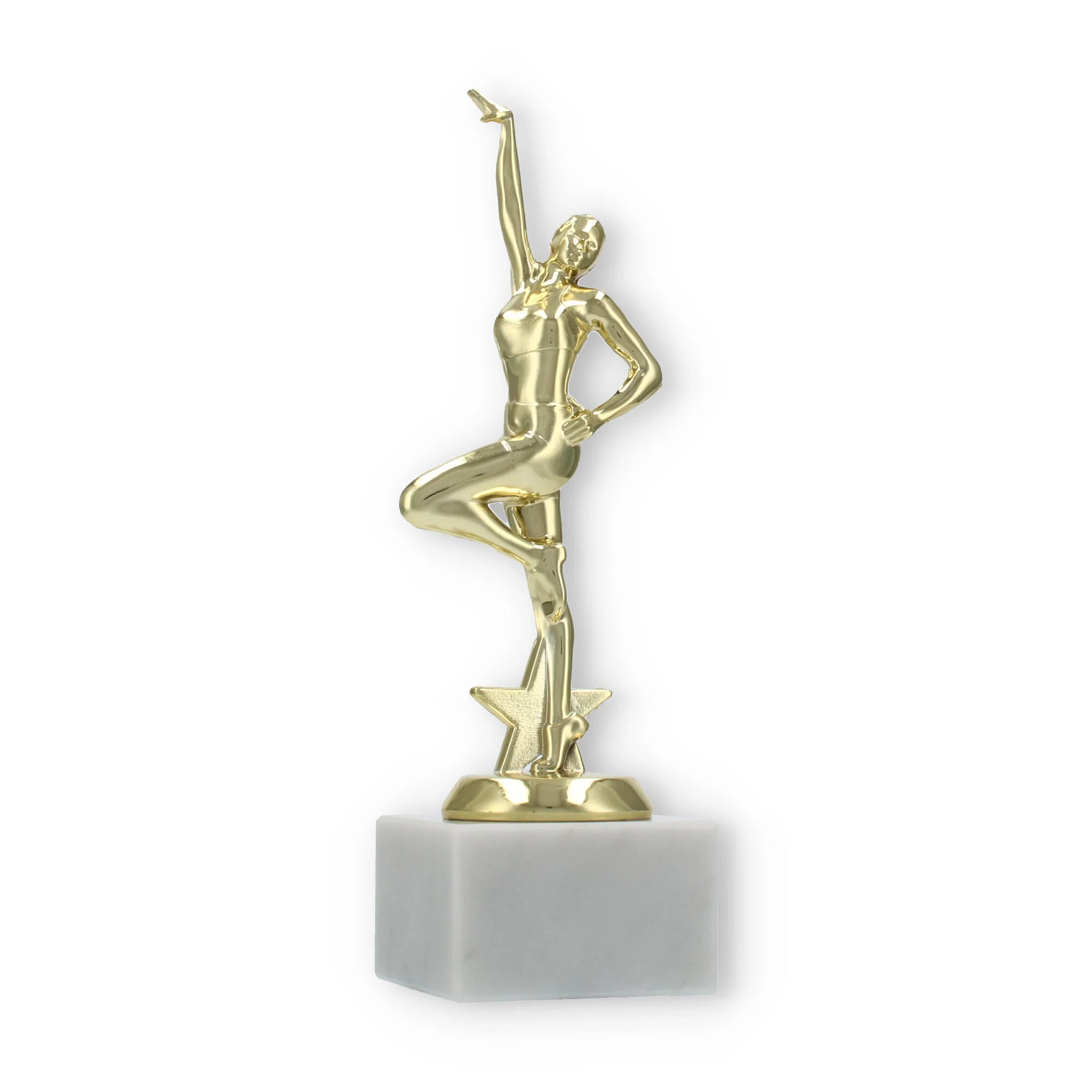 Pokal Kunststofffigur Jazz Dance gold auf weißem Marmorsockel 21,7cm - Helm Trophy