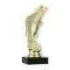 Trophy plastic figure standing perch gold on black marble base 17,4cm