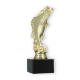 Trophy plastic figure standing perch gold on black marble base 19,4cm