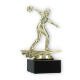 Pokal Kunststofffigur Bowling Damen gold auf schwarzem Marmorsockel 15,4cm