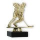 Pokal Kunststofffigur Eishockeyspieler gold auf schwarzem Marmorsockel 12,8cm