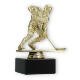 Pokal Kunststofffigur Eishockeyspieler gold auf schwarzem Marmorsockel 13,8cm