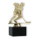 Pokal Kunststofffigur Eishockeyspieler gold auf schwarzem Marmorsockel 14,8cm