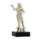Pokal Kunststofffigur Dartspielerin gold auf schwarzem Marmorsockel 14,7cm