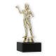 Pokal Kunststofffigur Dartspielerin gold auf schwarzem Marmorsockel 15,7cm