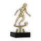 Pokal Kunststofffigur Fußball Damen gold auf schwarzem Marmorsockel 13,4cm