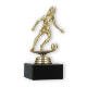 Pokal Kunststofffigur Fußball Damen gold auf schwarzem Marmorsockel 14,4cm