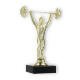 Trophy plastic figure weightlifter gold on black marble base 17,5cm