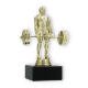 Pokal Kunststofffigur Kraftdreikampf Kreuzheben gold auf schwarzem Marmorsockel 16,0cm