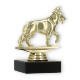 Trophy plastic figure shepherd dog gold on black marble base 11,5cm