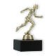 Pokal Kunststofffigur Läuferin gold auf schwarzem Marmorsockel 13,0cm
