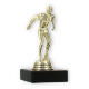 Troféu figura de plástico dourado sobre base de mármore preto 12,6cm