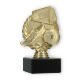 Pokal Kunststofffigur Fußball im Kranz gold auf schwarzem Marmorsockel 14,0cm