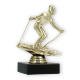 Trophy plastic figure ski slalom gold on black marble base 13,0cm
