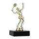 Troféu figura de ténis de plástico dourado sobre base de mármore preto 12,6cm