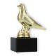Trophy plastic figure dove gold on black marble base 13,8cm