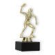 Pokal Kunststofffigur Tischtennisspielerin gold auf schwarzem Marmorsockel 15,8cm
