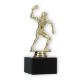 Pokal Kunststofffigur Tischtennisspielerin gold auf schwarzem Marmorsockel 16,8cm