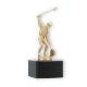 Trophy metal figure fishing gold metallic on black marble base 16.2cm