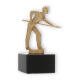 Troféu figura metálica de bilhar jogador de troféu metálico dourado sobre base de mármore preto 14,2cm