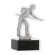 Trophy metal figure billiards player silver metallic on black marble base 13.2cm