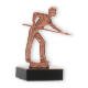 Troféu figura metálica de bilhar jogador de bilhar bronze sobre base de mármore preto 12,2cm