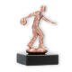 Trophy metal figure bowling men bronze on black marble base 11.3cm