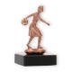 Coppa in metallo con figura di donna che gioca a bowling in bronzo su base di marmo nero 11,3 cm