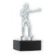 Troféu figura metálica boxer prata metálica sobre base de mármore preto 13,6cm