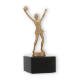 Trofeo de metal figura animadora oro metálico sobre base de mármol negro 16,3cm