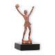 Trofeo figura metálica animadora bronce sobre base mármol negro 14,3cm