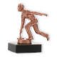 Trophée figure métallique bâton de glace homme bronze sur socle marbre noir 11,3cm