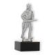 Trophy metal figure fireman silver metallic on black marble base 15.1cm