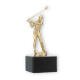 Coppa in metallo con figure di golfisti oro metallizzato su base di marmo nero 16,6 cm