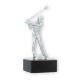 Coupe Figure métallique Golf hommes argent métallique sur socle en marbre noir 15,6cm