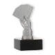 Figura de troféu metálico Skat prata metálica sobre base de mármore preto 13,0cm