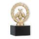 Trophy metal figure wreath cone gold metallic on black marble base 13.2cm