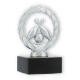 Trophy metal figure wreath cone silver metallic on black marble base 12.2cm