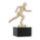 Trophy metal figure runner gold metallic on black marble base 14,9cm