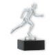 Trophy metal figure runner silver metallic on black marble base 13,9cm