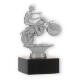 Trophy metal figure motorcycle silver metallic on black marble base 13.2cm
