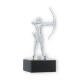 Trofeo figura de metal arquero plata metalizado sobre base de mármol negro 16,0cm