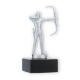Trofeo figura de metal arquero plata metalizado sobre base de mármol negro 15,0cm