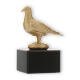 Coppa in metallo con figura di colomba oro metallizzato su base di marmo nero 12,0cm