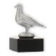 Trofeo figura de metal plata paloma metalizado sobre base de mármol negro 11,0cm