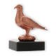 Trofeo figura de metal bronce paloma sobre base de mármol negro 10,0cm