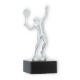 Coupe Figurine en métal Tennis hommes argent métallique sur socle en marbre noir 16,0cm